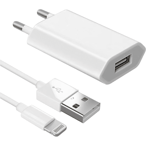 Set Ladekabel USB A zu Lightning inkl. Ladegerät | Weiss | Neu