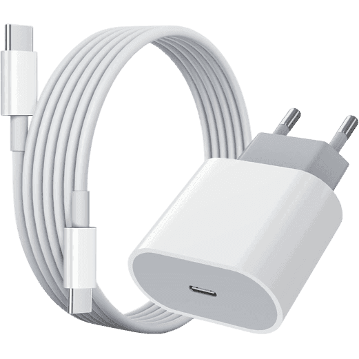 Set Ladekabel USB-C zu USB-C inkl. Fastcharger | Weiss | Neu