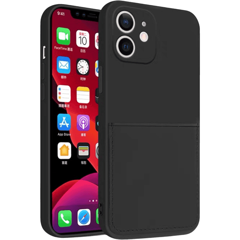 Silikon Case mit Kartenfach iPhone 12 mini | Schwarz | Neu