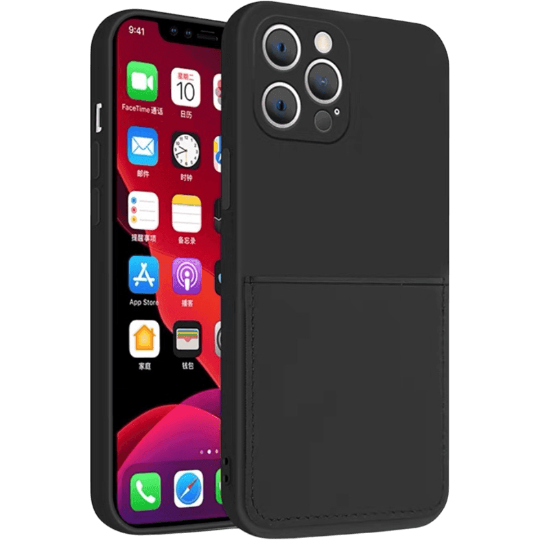 Silikon Case mit Kartenfach iPhone 12 Pro Max | Schwarz | Neu