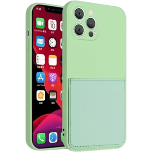 Silikon Case mit Kartenfach iPhone 15 Pro Max | Grün | Neu