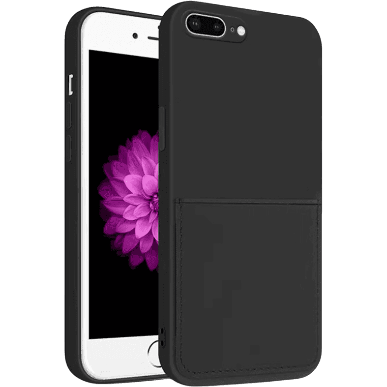Silikon Case mit Kartenfach iPhone 7 Plus / 8 Plus | Schwarz | Neu