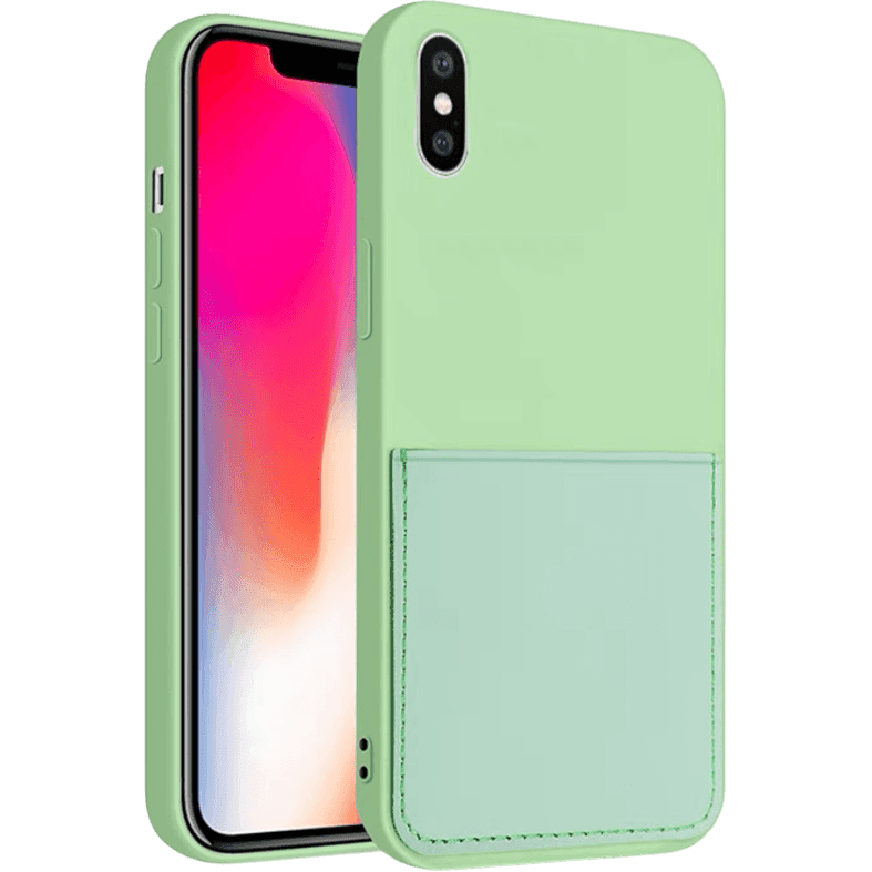 Silikon Case mit Kartenfach iPhone X / XS | Grün | Neu