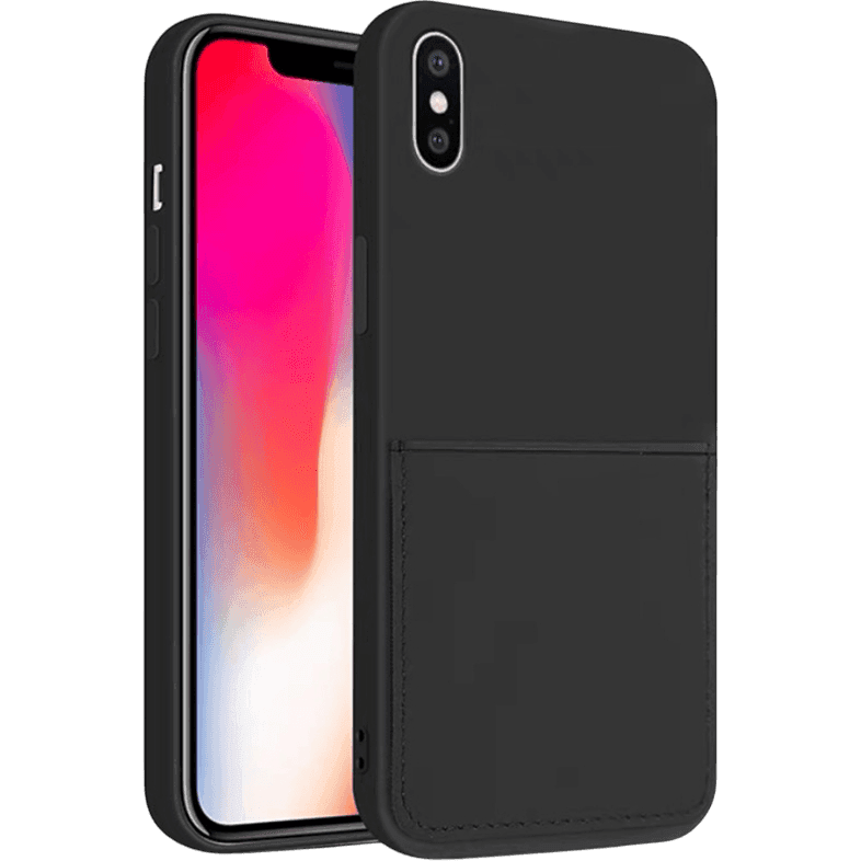 Silikon Case mit Kartenfach iPhone XS Max | Schwarz | Neu