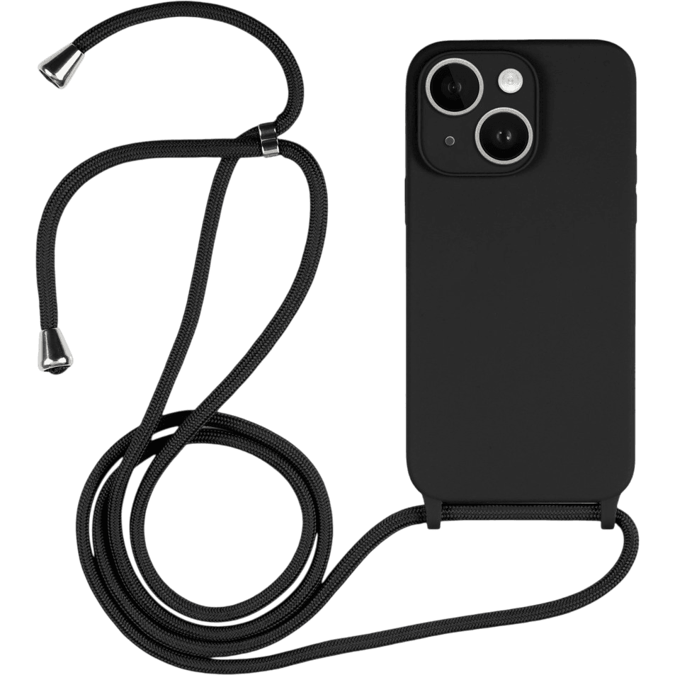 Silikon Case mit Kordel iPhone 15 Plus | Schwarz | Neu