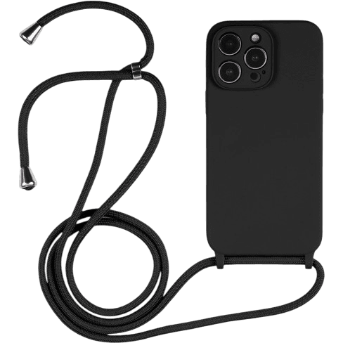 Silikon Case mit Kordel iPhone 15 Pro Max | Schwarz | Neu