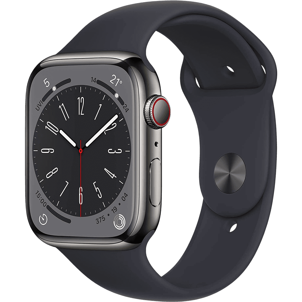 Apple Watch Series 8 (2022) | 45 mm | Grau | Sehr gut | Edelstahl | GPS + Cellular